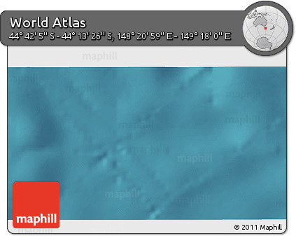 Satellite 3D Map of the Area around 44° 27' 46" S, 148° 49' 29" E