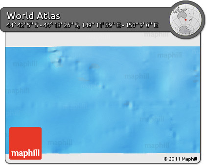 Physical 3D Map of the Area around 44° 27' 46" S, 149° 40' 30" E