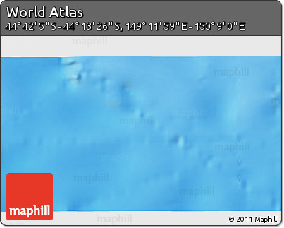 Physical 3D Map of the Area around 44° 27' 46" S, 149° 40' 30" E