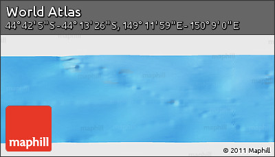Physical Panoramic Map of the Area around 44° 27' 46" S, 149° 40' 30" E
