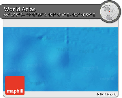 Physical 3D Map of the Area around 44° 27' 46" S, 152° 13' 29" E