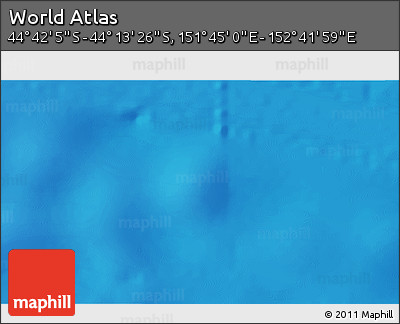 Physical 3D Map of the Area around 44° 27' 46" S, 152° 13' 29" E