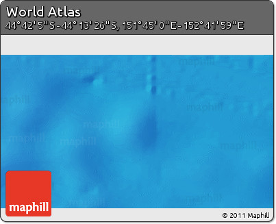 Physical 3D Map of the Area around 44° 27' 46" S, 152° 13' 29" E
