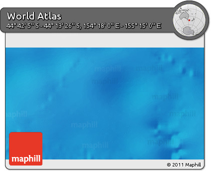 Physical 3D Map of the Area around 44° 27' 46" S, 154° 46' 30" E