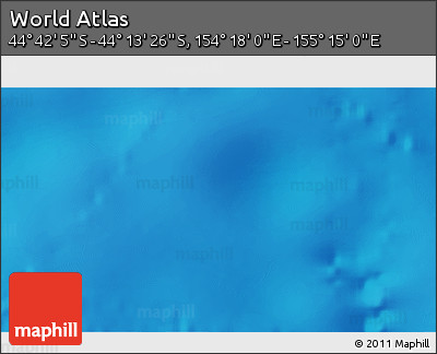 Physical 3D Map of the Area around 44° 27' 46" S, 154° 46' 30" E