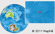 Physical Location Map of the area around 44° 27' 46" S, 155° 37' 30" E