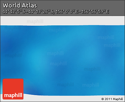 Physical 3D Map of the Area around 44° 27' 46" S, 156° 28' 29" E