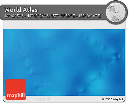 Physical 3D Map of the Area around 44° 27' 46" S, 158° 10' 30" E