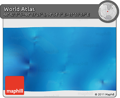 Physical 3D Map of the Area around 44° 27' 46" S, 15° 22' 30" E