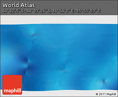 Physical 3D Map of the Area around 44° 27' 46" S, 15° 22' 30" E