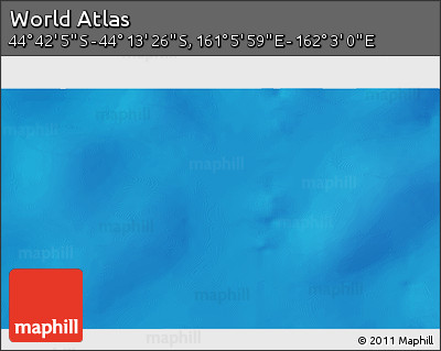 Physical 3D Map of the Area around 44° 27' 46" S, 161° 34' 29" E