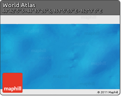 Physical 3D Map of the Area around 44° 27' 46" S, 161° 34' 29" E