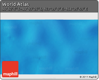 Physical 3D Map of the Area around 44° 27' 46" S, 164° 7' 30" E