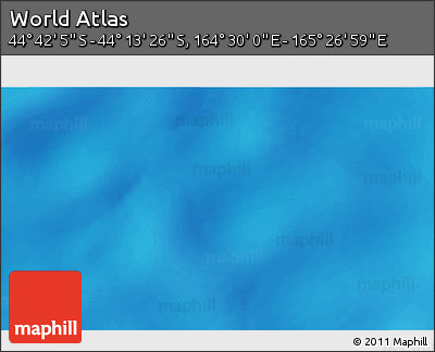 Physical 3D Map of the Area around 44° 27' 46" S, 164° 58' 29" E