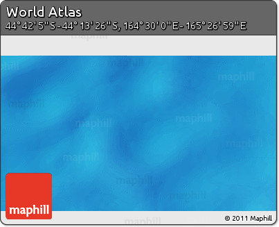 Physical 3D Map of the Area around 44° 27' 46" S, 164° 58' 29" E