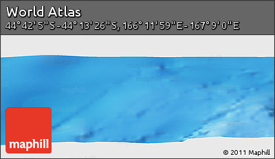 Physical Panoramic Map of the Area around 44° 27' 46" S, 166° 40' 30" E