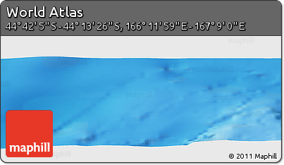 Physical Panoramic Map of the Area around 44° 27' 46" S, 166° 40' 30" E