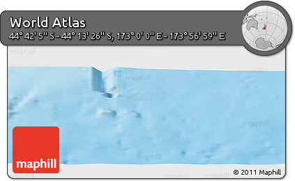 Physical Panoramic Map of the Area around 44° 27' 46" S, 173° 28' 29" E