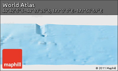 Physical Panoramic Map of the Area around 44° 27' 46" S, 173° 28' 29" E