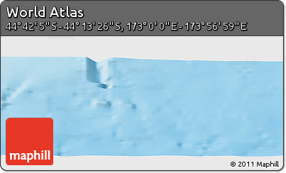 Physical Panoramic Map of the Area around 44° 27' 46" S, 173° 28' 29" E