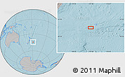 Gray Location Map of the area around 44° 27' 46" S, 177° 34' 29" W, hill shading