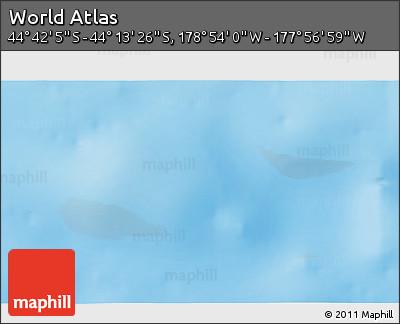 Physical 3D Map of the Area around 44° 27' 46" S, 178° 25' 30" W