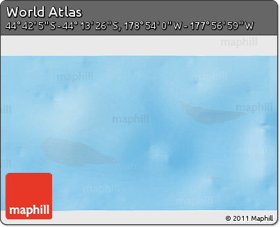 Physical 3D Map of the Area around 44° 27' 46" S, 178° 25' 30" W