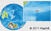Physical Location Map of the area around 44° 27' 46" S, 178° 25' 30" W