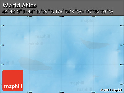 Physical Map of the Area around 44° 27' 46" S, 178° 25' 30" W