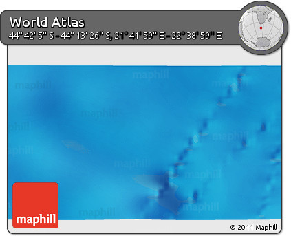 Physical 3D Map of the Area around 44° 27' 46" S, 22° 10' 29" E