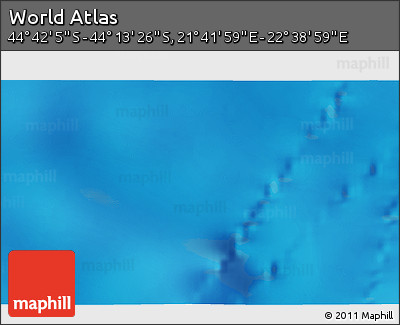 Physical 3D Map of the Area around 44° 27' 46" S, 22° 10' 29" E