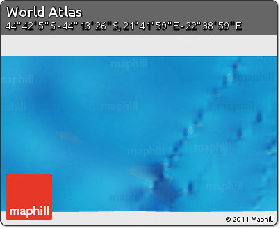 Physical 3D Map of the Area around 44° 27' 46" S, 22° 10' 29" E