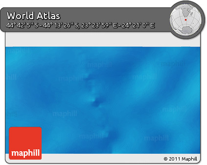 Physical 3D Map of the Area around 44° 27' 46" S, 23° 52' 30" E