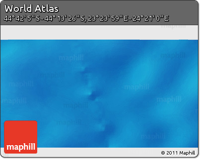 Physical 3D Map of the Area around 44° 27' 46" S, 23° 52' 30" E