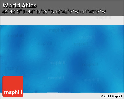 Shaded Relief 3D Map of the Area around 44° 27' 46" S, 32° 13' 30" W