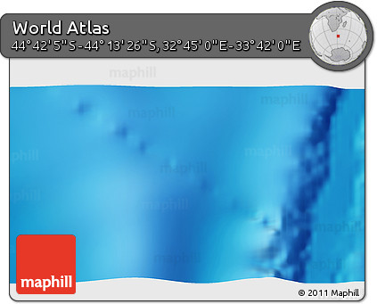 Physical 3D Map of the Area around 44° 27' 46" S, 33° 13' 30" E