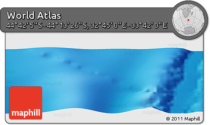 Physical Panoramic Map of the Area around 44° 27' 46" S, 33° 13' 30" E