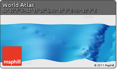 Physical Panoramic Map of the Area around 44° 27' 46" S, 33° 13' 30" E