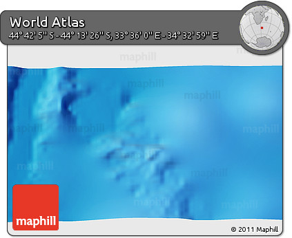 Physical 3D Map of the Area around 44° 27' 46" S, 34° 4' 30" E