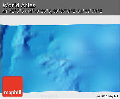 Physical 3D Map of the Area around 44° 27' 46" S, 34° 4' 30" E