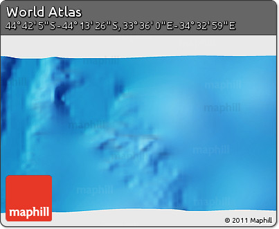 Physical 3D Map of the Area around 44° 27' 46" S, 34° 4' 30" E