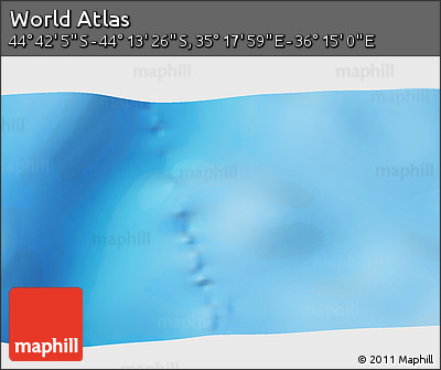 Physical 3D Map of the Area around 44° 27' 46" S, 35° 46' 29" E