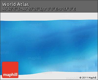 Physical 3D Map of the Area around 44° 27' 46" S, 3° 28' 30" E