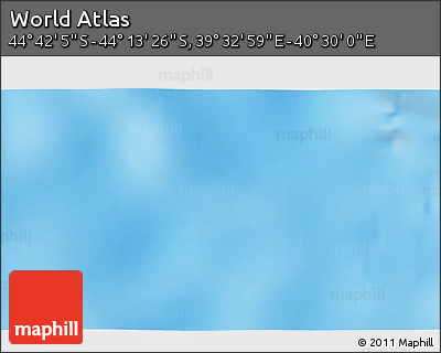 Physical 3D Map of the Area around 44° 27' 46" S, 40° 1' 29" E