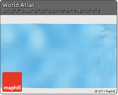 Physical 3D Map of the Area around 44° 27' 46" S, 40° 1' 29" E