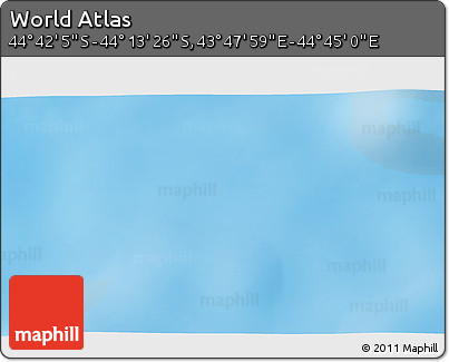 Physical 3D Map of the Area around 44° 27' 46" S, 44° 16' 29" E