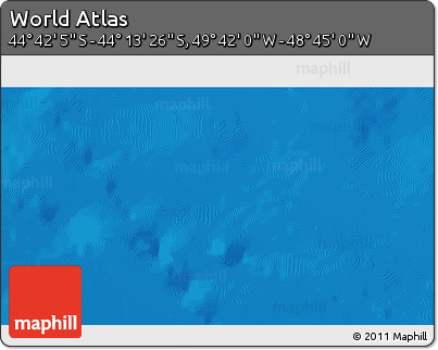 Shaded Relief 3D Map of the Area around 44° 27' 46" S, 49° 13' 30" W