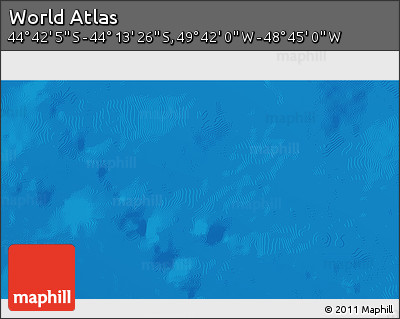 Shaded Relief 3D Map of the Area around 44° 27' 46" S, 49° 13' 30" W