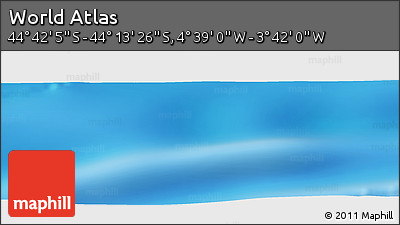 Physical Panoramic Map of the Area around 44° 27' 46" S, 4° 10' 30" W