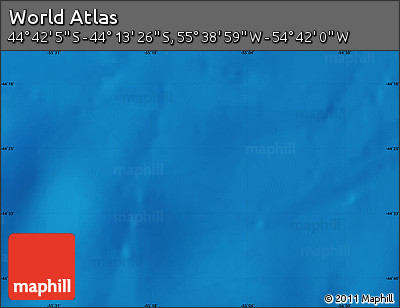 Physical Map of the Area around 44° 27' 46" S, 55° 10' 29" W
